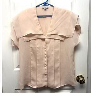 San Andre Blouse Vintage 90s Sailor Collar Button Front Peach Cottage Size 10